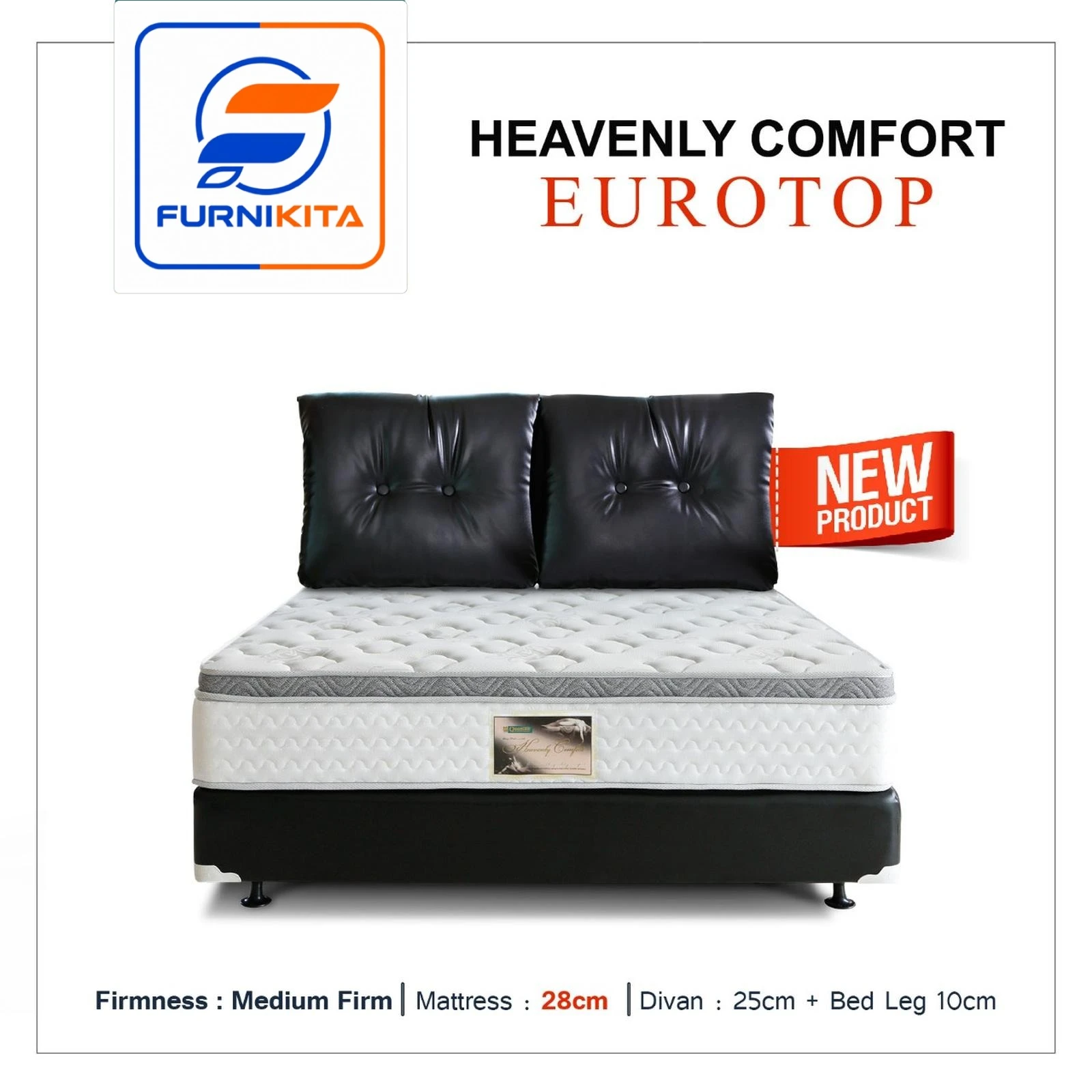 Quantum Springbed Heavenly Eurotop Hb sofa Pillow Fullset