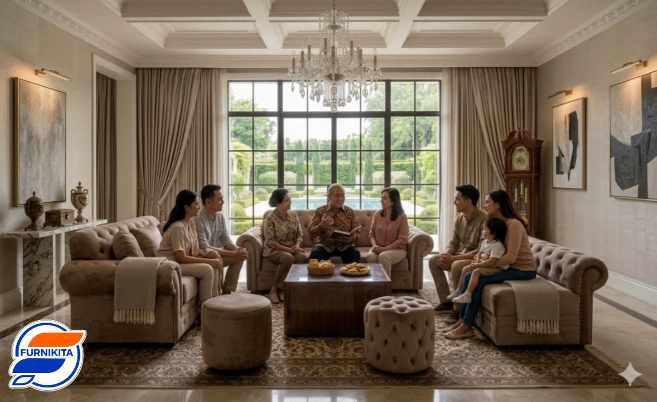 Sofa Tamu Minimalis Modern tipe 3 - 2 + 2 Puff